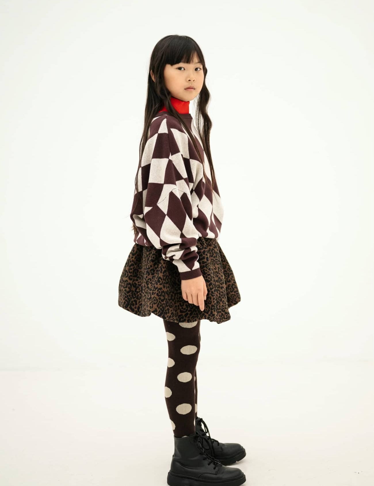Balloon Mini Skirt - chocolate leopard jaquard
