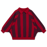 Raglan Polo Sweater - rusty mulberry block