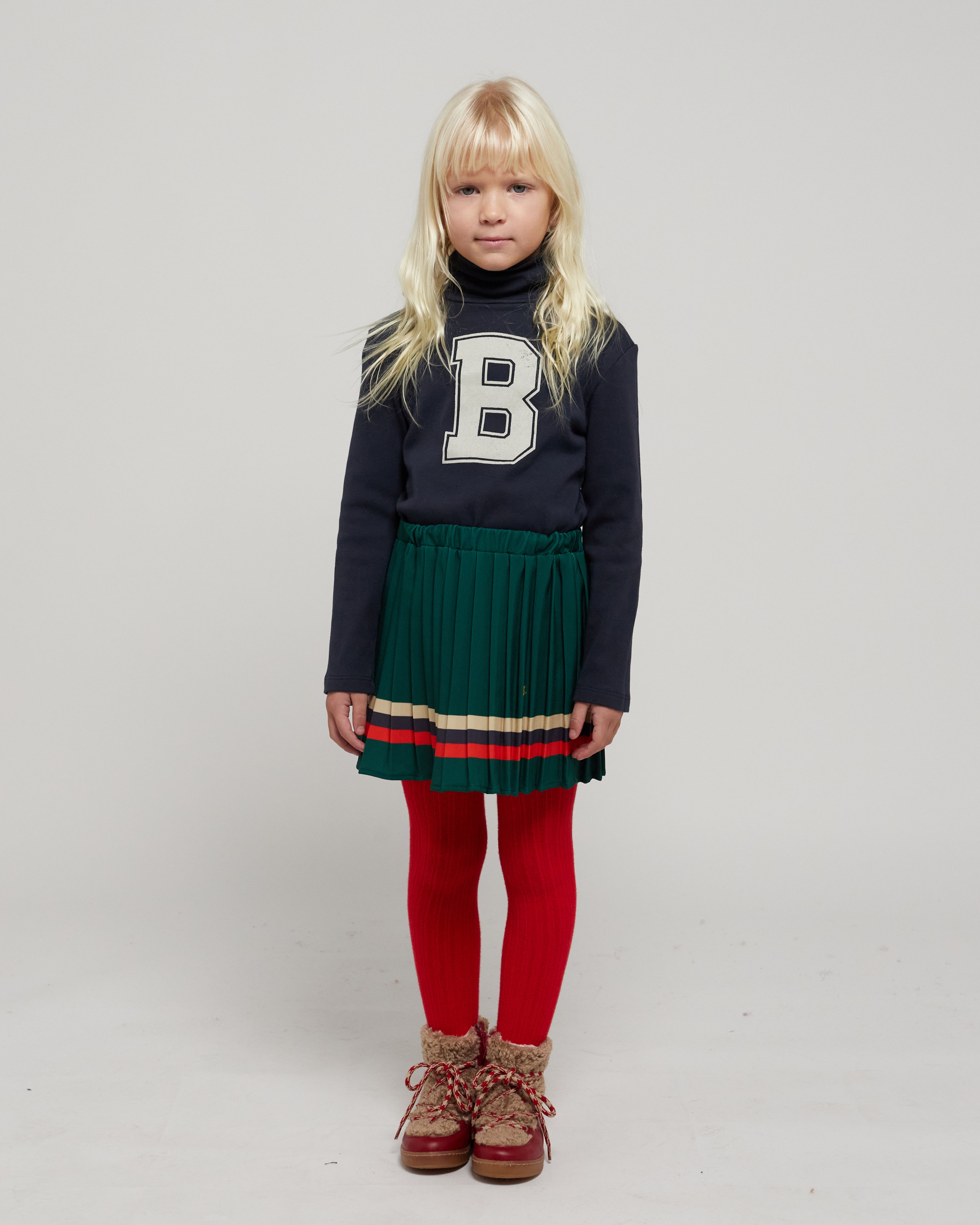 BOBO CHOSES / Stripes pleated woven skirt