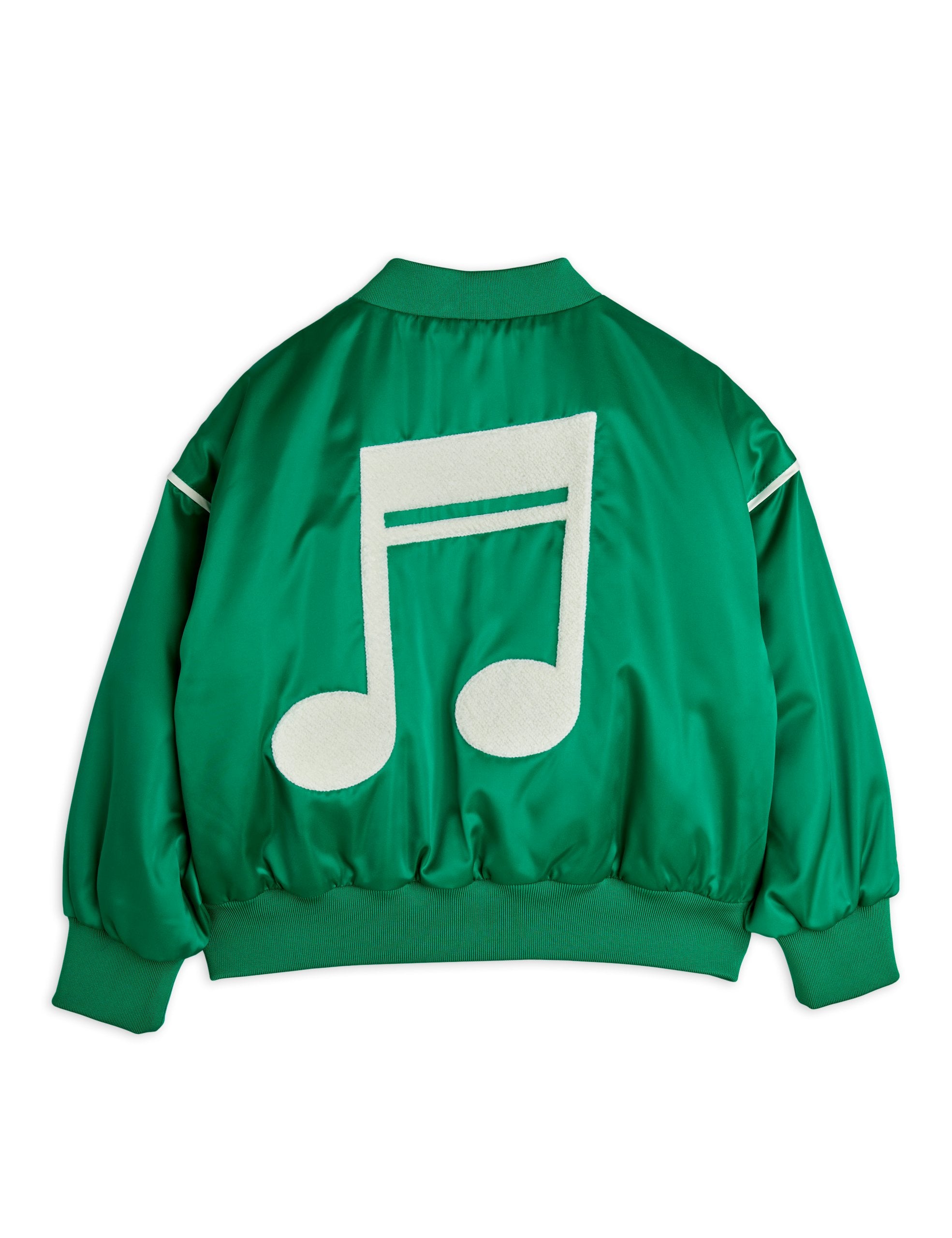 MINI RODINI / Note Satin baseball jacket - green