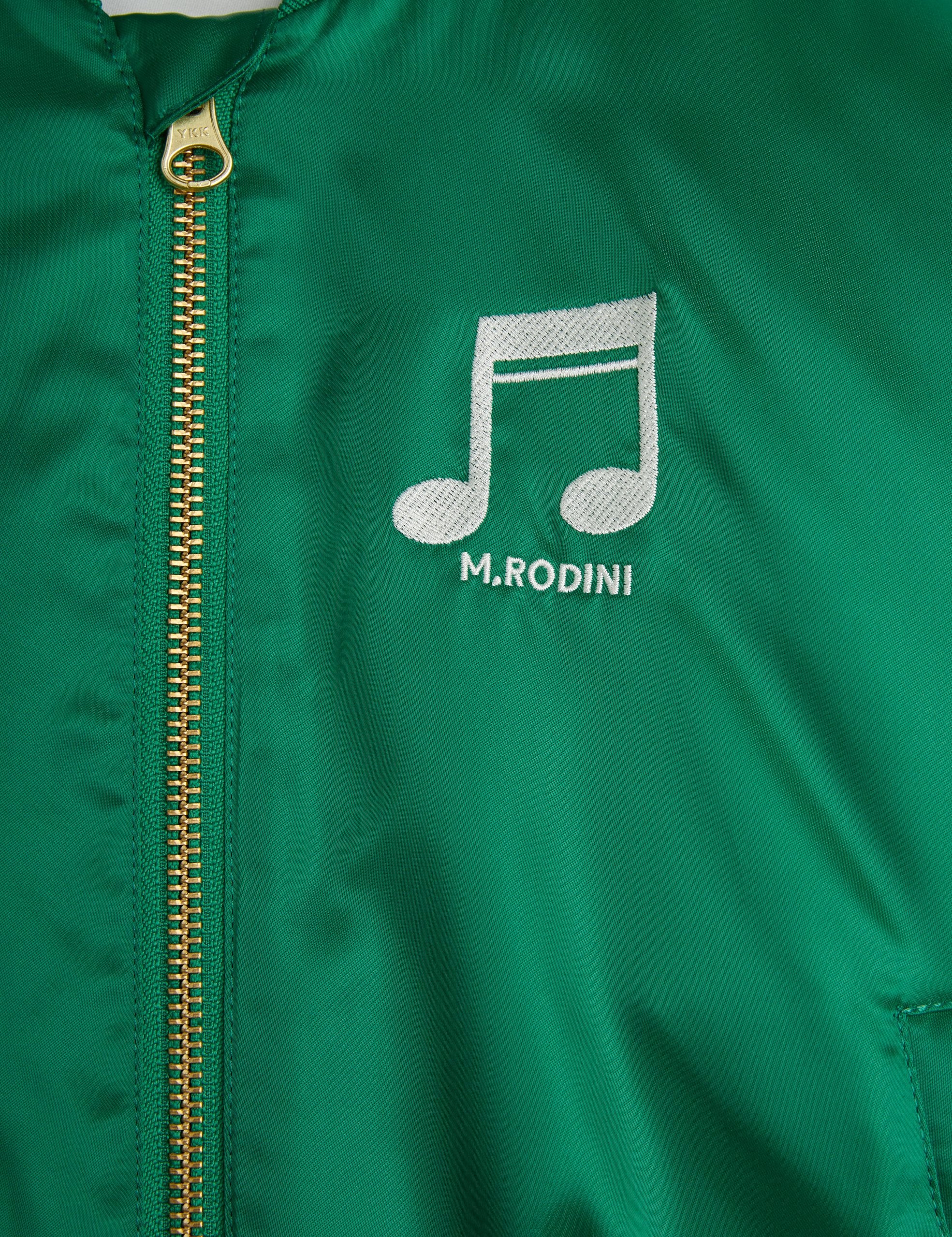 MINI RODINI / Note Satin baseball jacket - green
