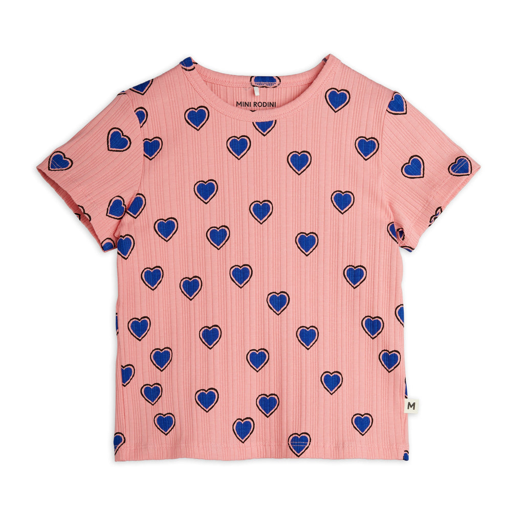 MINI RODINI / Outlined Hearts aop T-shirt, BABY