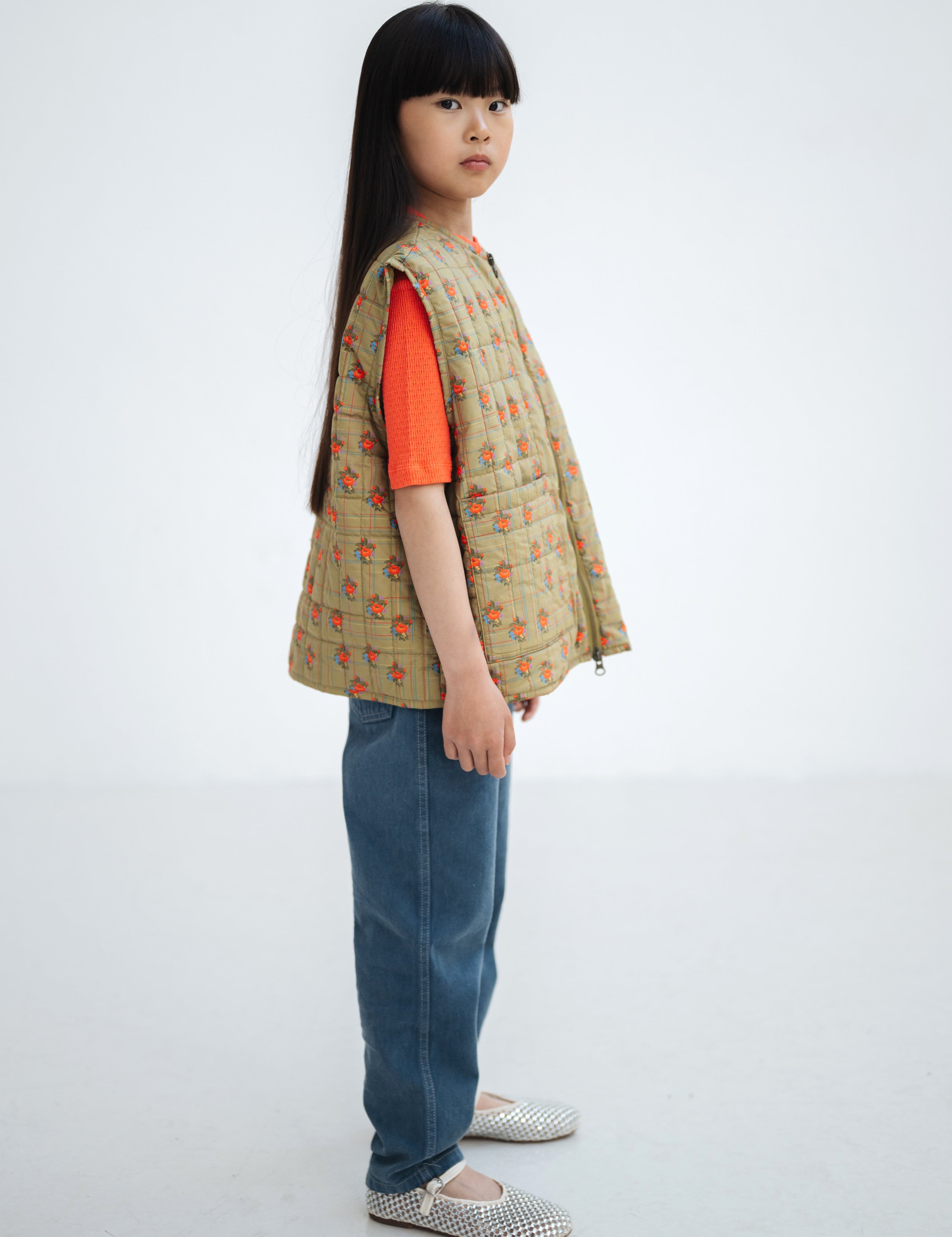 Padded Waistcoat - grid flower