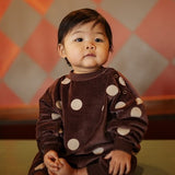 Oversized one suit - chocolate polka dot