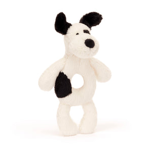 JELLYCAT / Bashful Black & Cream Puppy Ring Rattle