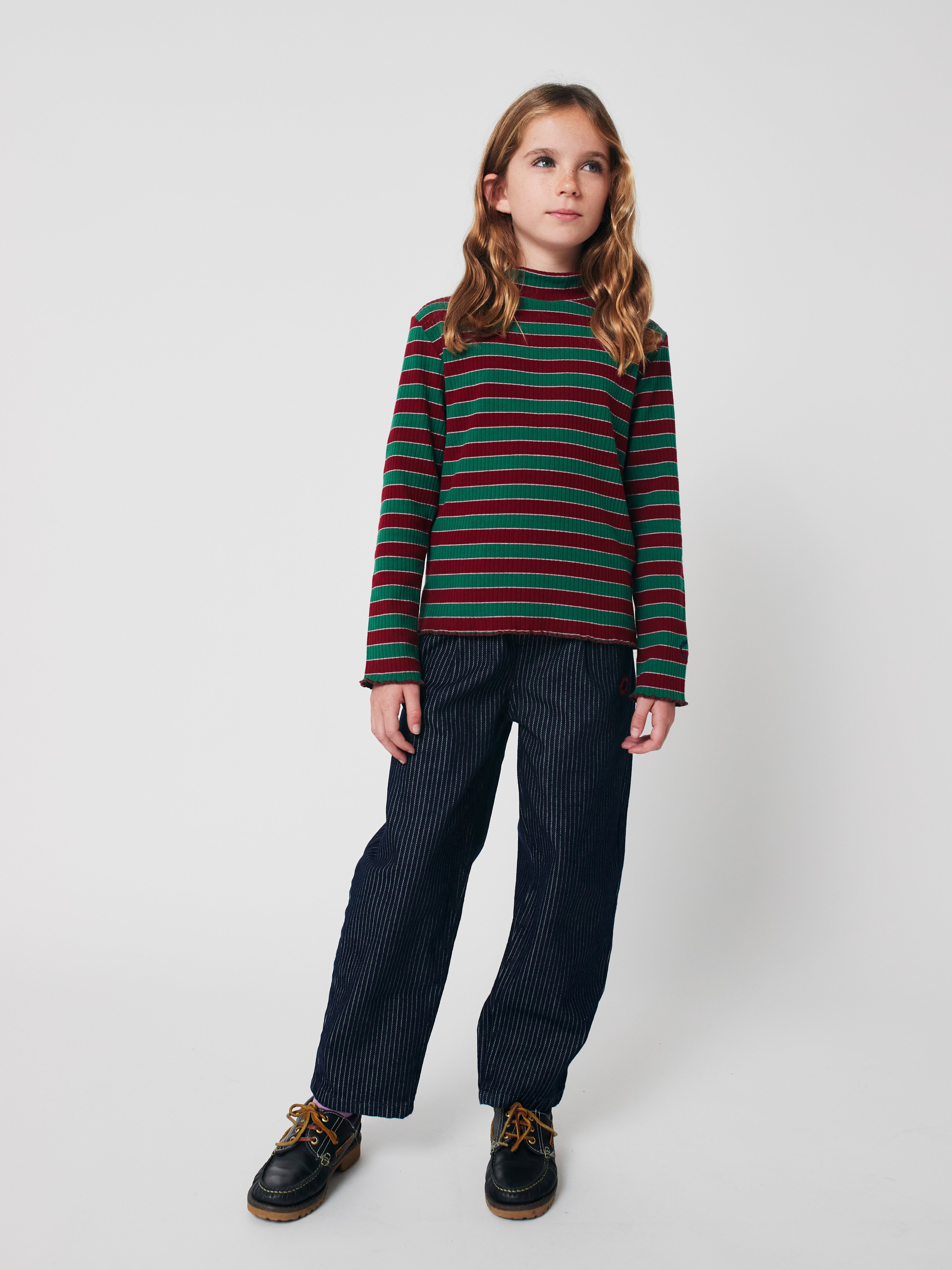 BOBO CHOSES / Multicolor Stripes turtle neck T-shirt