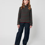 BOBO CHOSES / Multicolor Stripes turtle neck T-shirt
