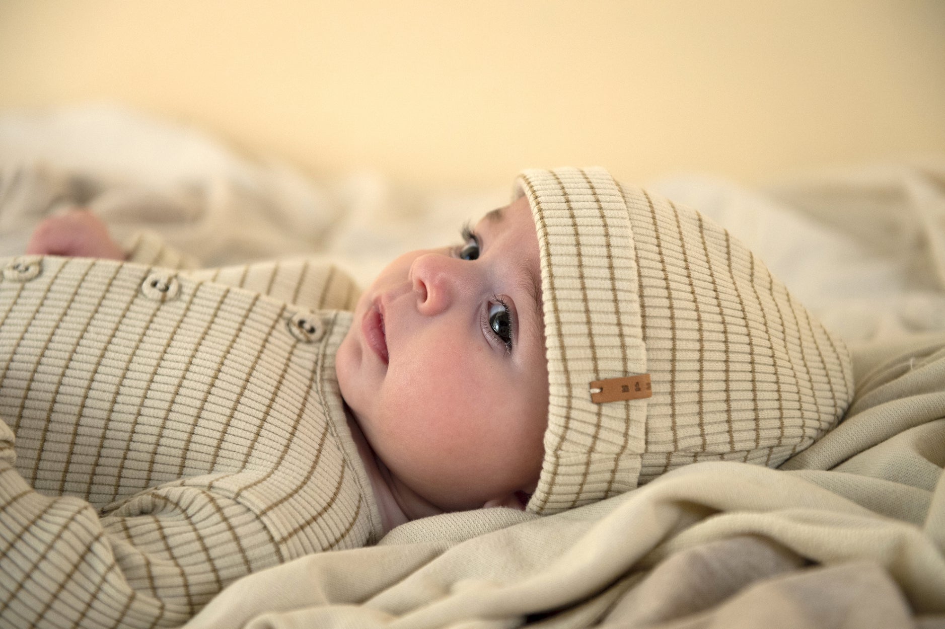 Rib Onesie - biscuit stripe