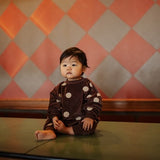 Oversized one suit - chocolate polka dot