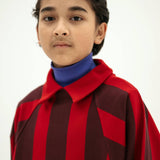 Raglan Polo Sweater - rusty mulberry block