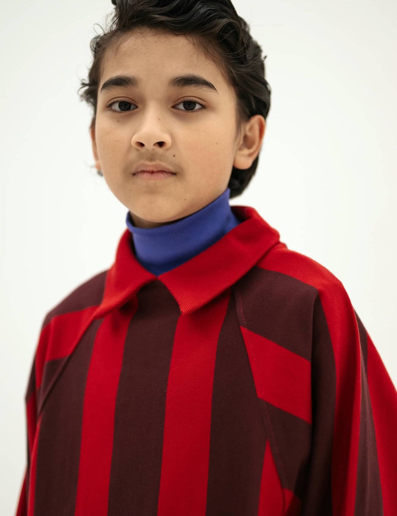 Raglan Polo Sweater - rusty mulberry block