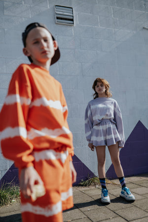 REPOSE / Crewneck Sweater - fiesta red tie dye
