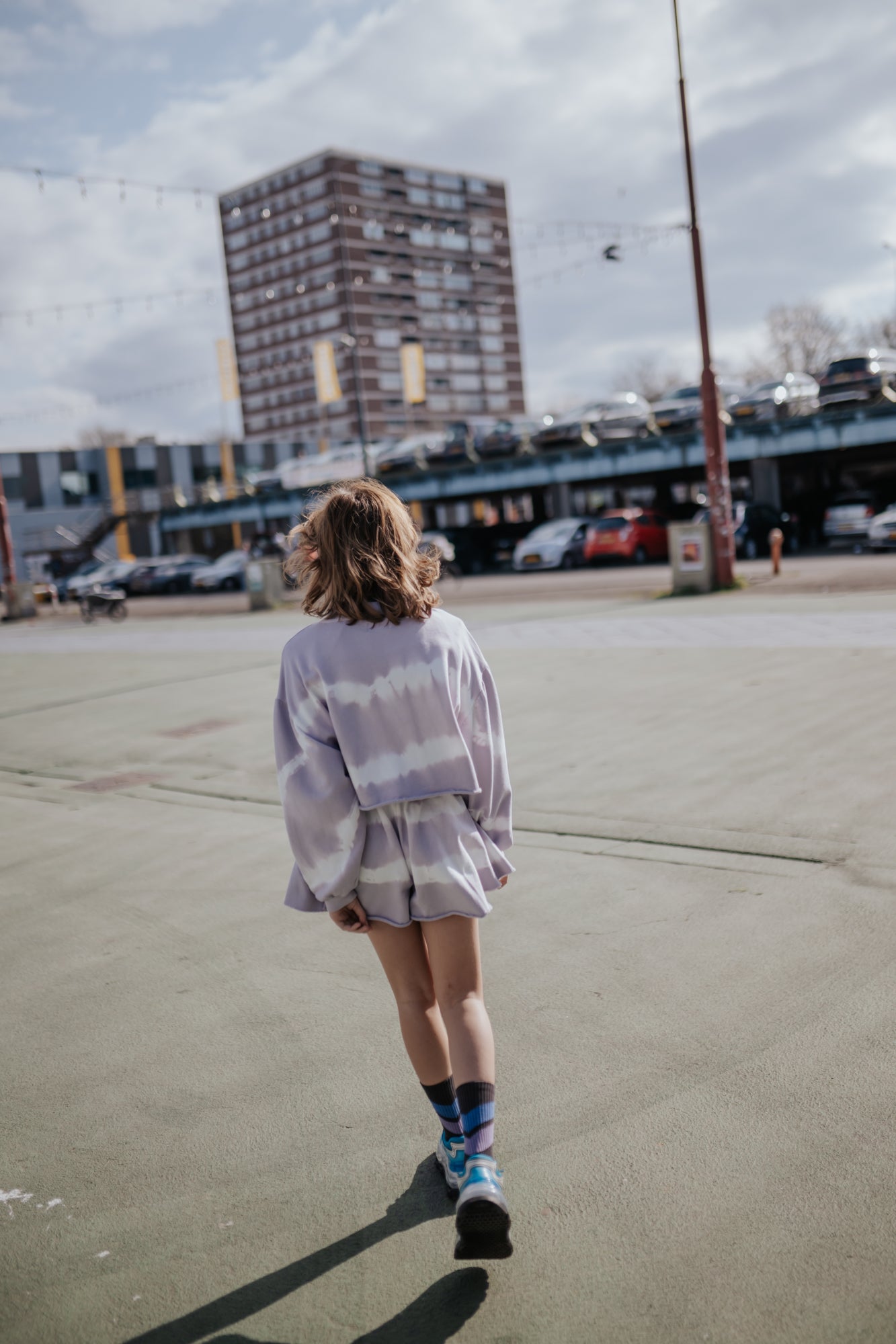 REPOSE / Crop Heart Sweater - lavender fog tie dye