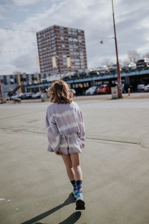 REPOSE / Crop Heart Sweater - lavender fog tie dye