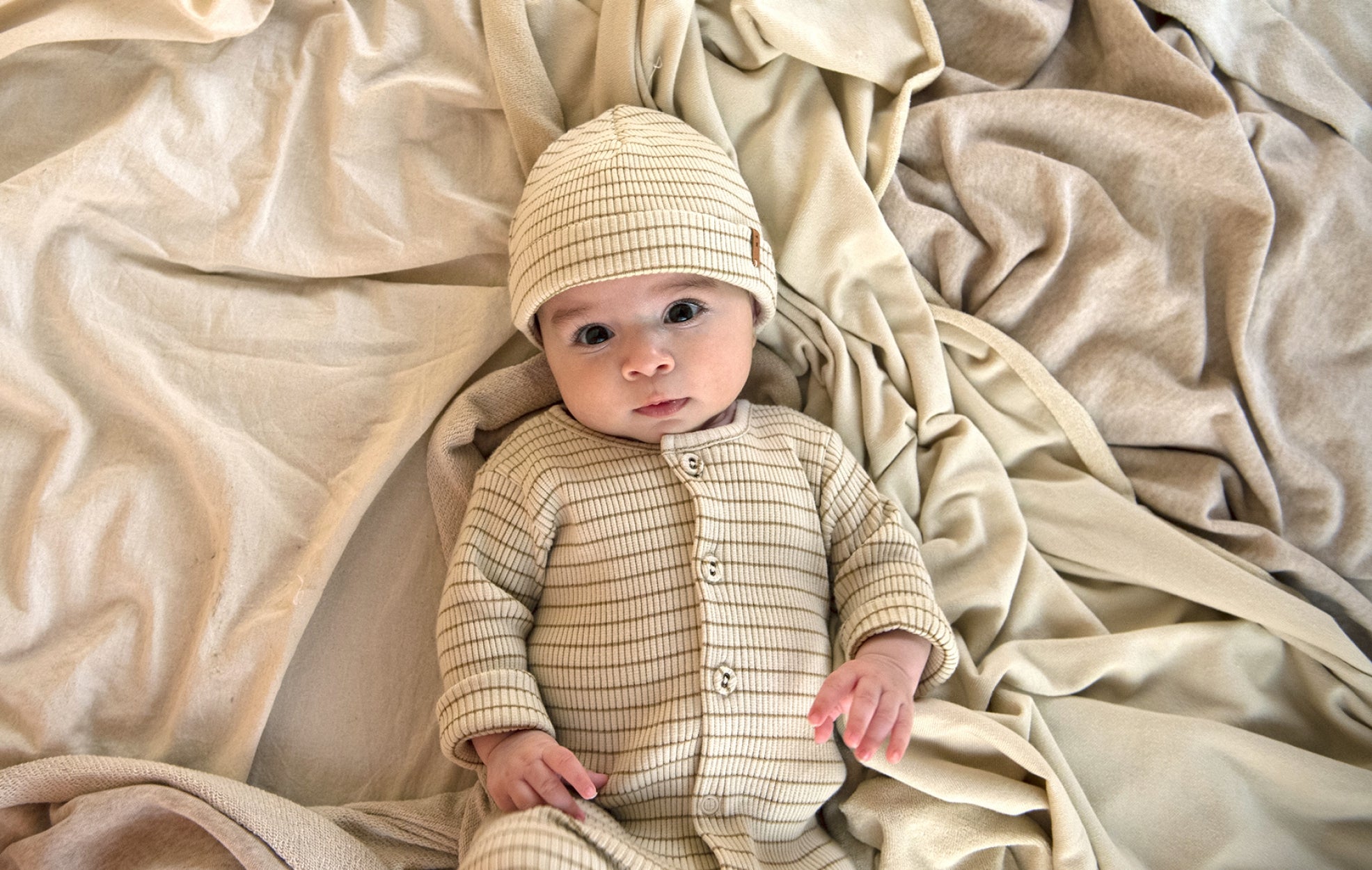 Rib Beanie - biscuit stripe