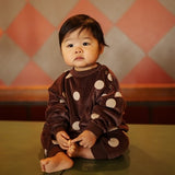 Oversized one suit - chocolate polka dot