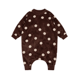 Oversized one suit - chocolate polka dot
