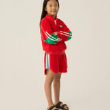 Red Color Block Shorts