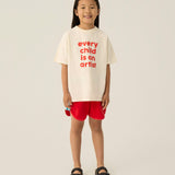 Red Color Block Shorts