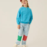 Bicolor Patches Denim Trousers