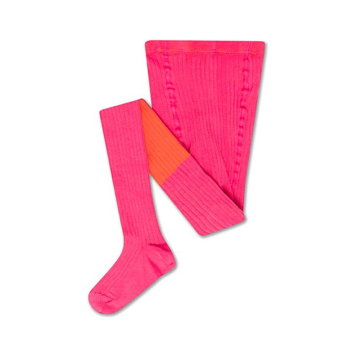 REPOSE / Tights hot pink firy red color block